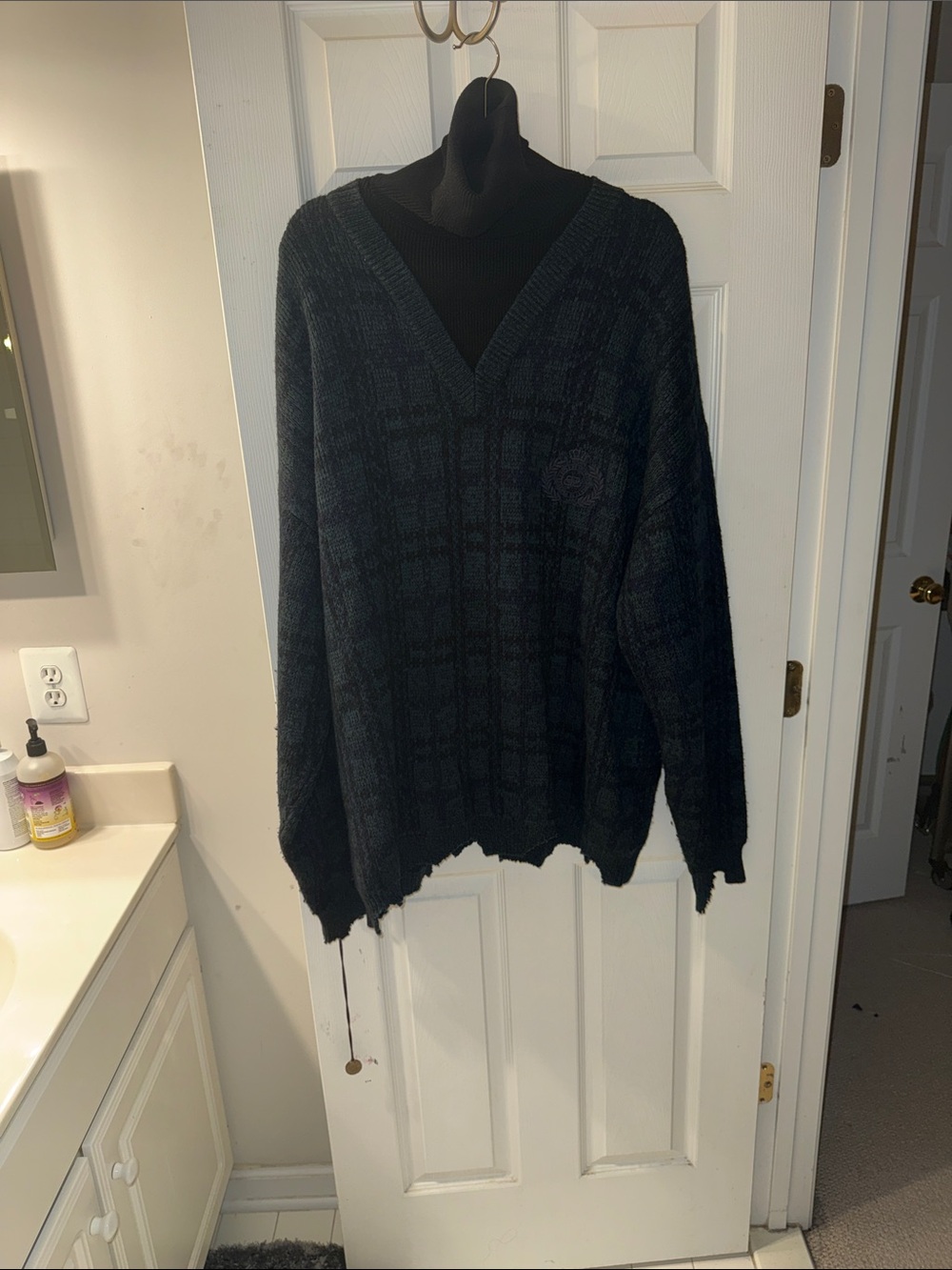 Balenciaga FW 21 layered turtleneck crest logo sweater